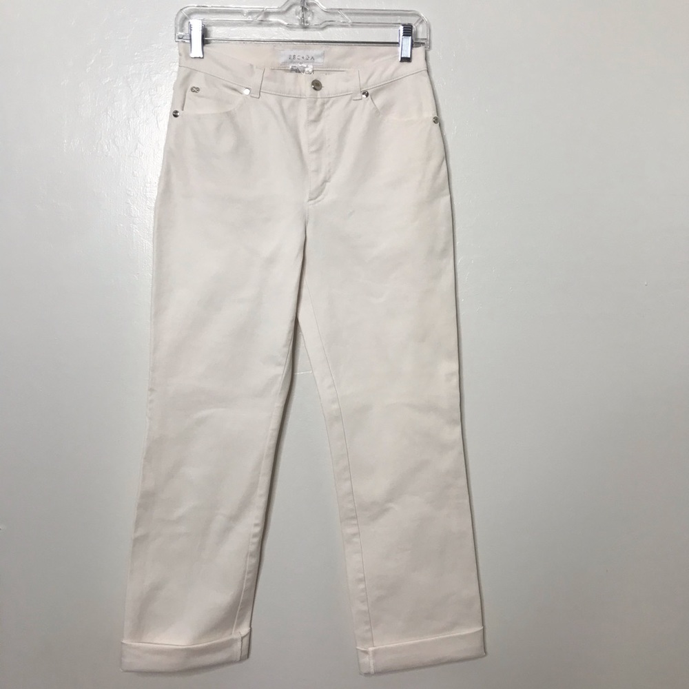 Escada Cream Mid-Rise Stretch Fit Straight Leg